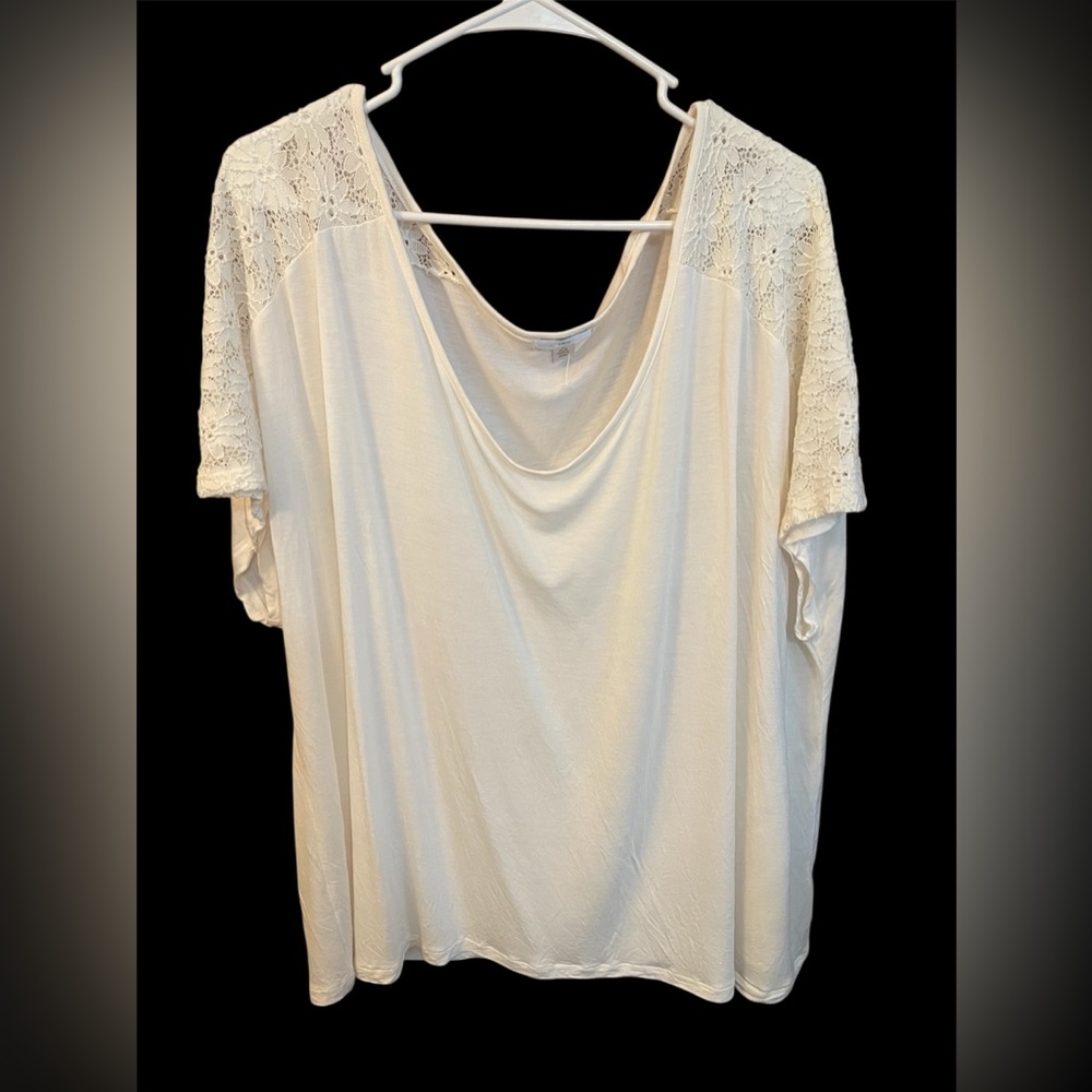 Ellos Cream Lace Accent Women's Blouse Size 26/28